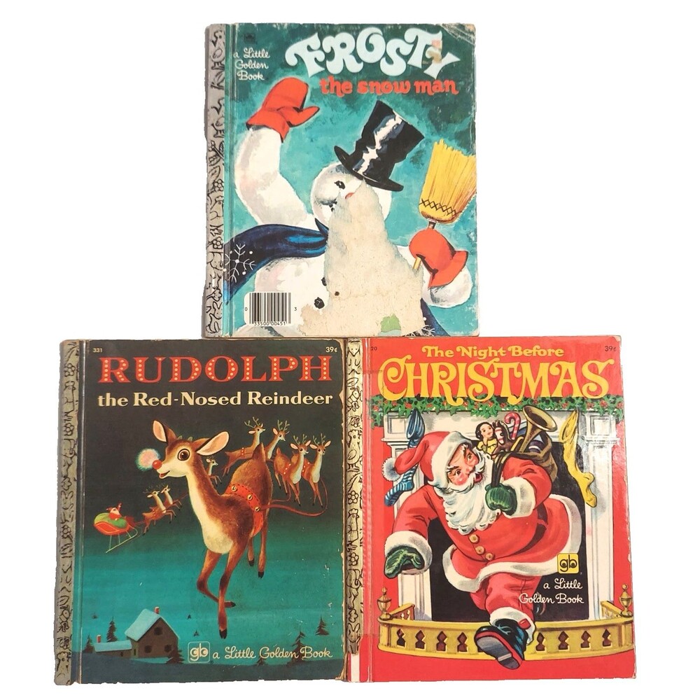 Vintage Little Golden Books Lot of 3 Frosty Rudolph Night Before Christmas 1970s